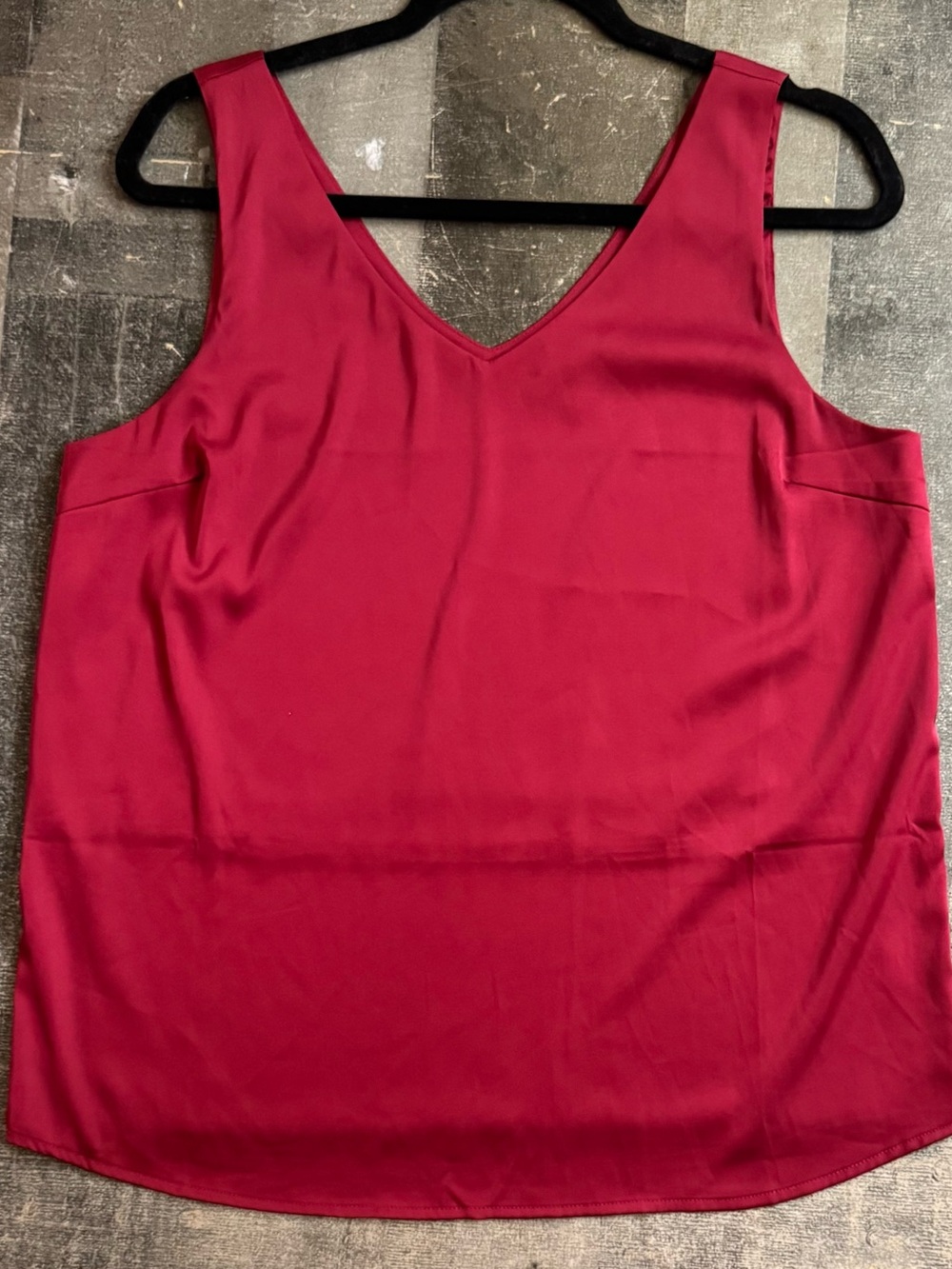 Zenana Outfitters Satin V-Neck Tank - Burgundy